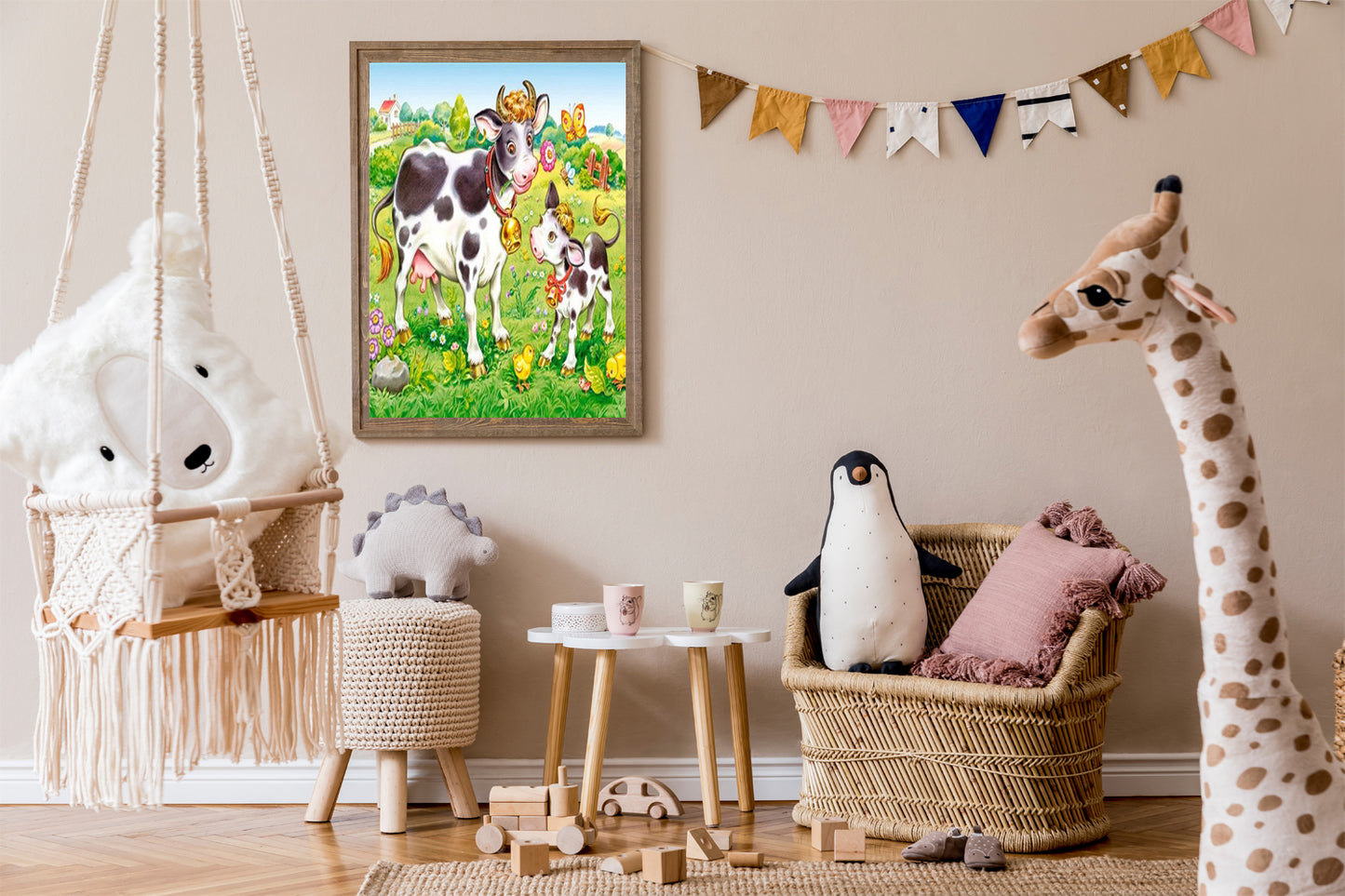 Malen nach Zahlen Erwachsene Kühe auf der Wiese 40x50 cm Paint by Numbers ohne Rahmen DIY Öl Acryl Leinwand Bild Dekoration Kalb Weide