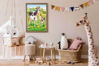 Paint by Numbers Adult Cows in a Meadow 40x50 cm Paint by Numbers without Frame DIY Oil Acrylic Canvas Picture Decoration Calf Pasture