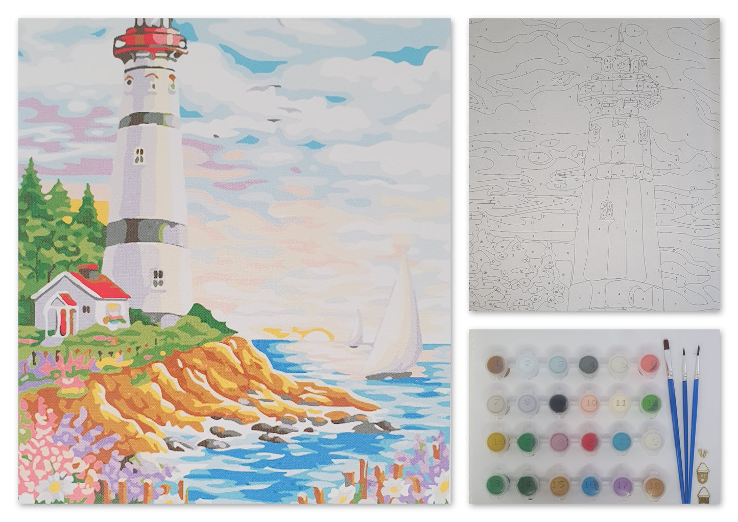 Malen nach Zahlen Erwachsene Leuchtturm 40x50 cm Paint by Numbers DIY Öl Acryl Leinwand Bild Dekoration Küste lighthouse ohne Rahmen 1 Stück