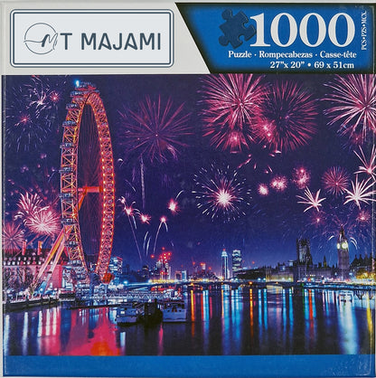 Puzzle 1000 Teile London Eye 69x51 cm Feuerwerk Riesenrad Gehirntraining Jigsaw Silvester