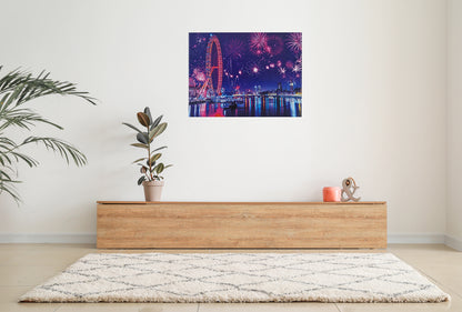 Puzzle 1000 Teile London Eye 69x51 cm Feuerwerk Riesenrad Gehirntraining Jigsaw Silvester