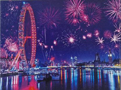 Puzzle 1000 Teile London Eye 69x51 cm Feuerwerk Riesenrad Gehirntraining Jigsaw Silvester