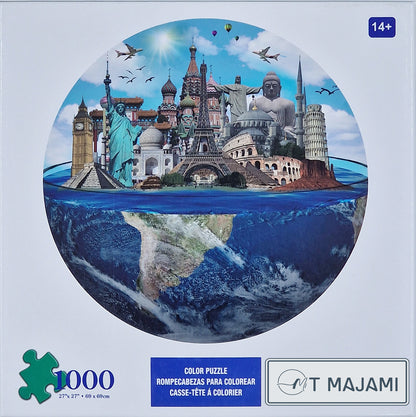 Puzzle 1000 Teile Scenic Landscape 69x69 cm rund Weltkugel Weltwunder Gehirntraining Jigsaw
