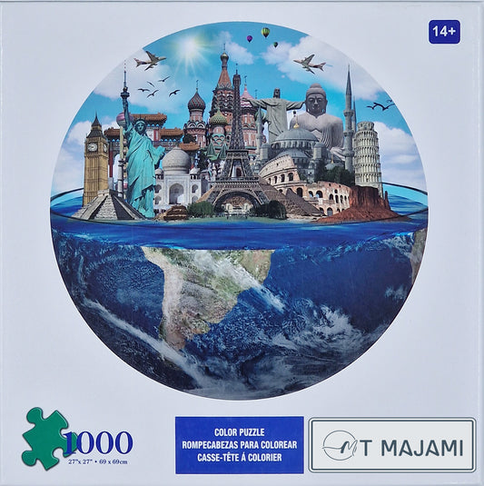 Puzzle 1000 Teile Scenic Landscape 69x69 cm rund Weltkugel Weltwunder Gehirntraining Jigsaw