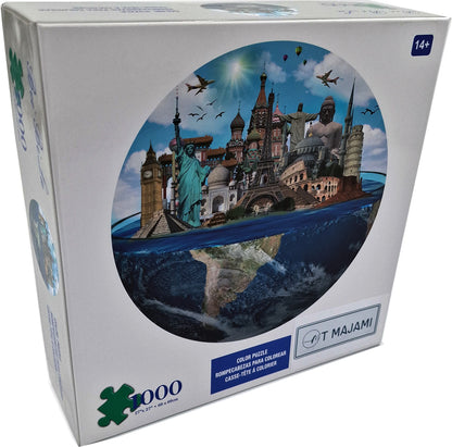 Puzzle 1000 Teile Scenic Landscape 69x69 cm rund Weltkugel Weltwunder Gehirntraining Jigsaw