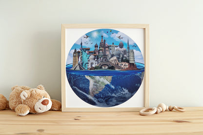 Puzzle 1000 Teile Scenic Landscape 69x69 cm rund Weltkugel Weltwunder Gehirntraining Jigsaw