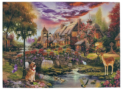 1000-piece puzzle Twilight Village 69x51 cm Romantic village twilight cottage brain training