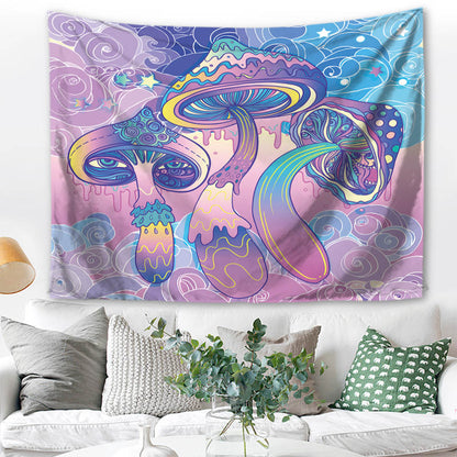 Wall hanging Psychedelic Mushrooms Purple 150x125 cm Polyester Wall Towel Tapestry Hippie Tapestry