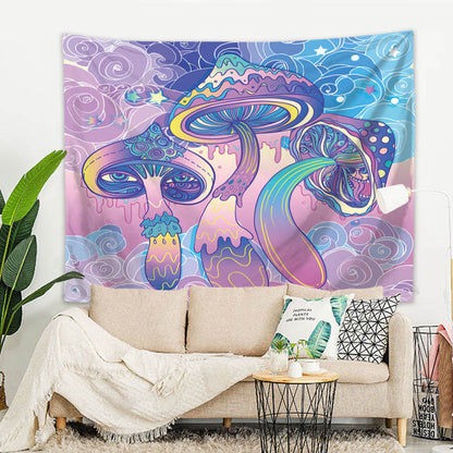 Wall hanging Psychedelic Mushrooms Purple 150x125 cm Polyester Wall Towel Tapestry Hippie Tapestry
