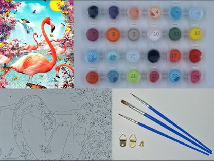 Paint by Numbers for Adults: Flamingo, 40x50 cm, DIY Oil/Acrylic Canvas Picture, Tropical Bird Decoration, 1 Piece