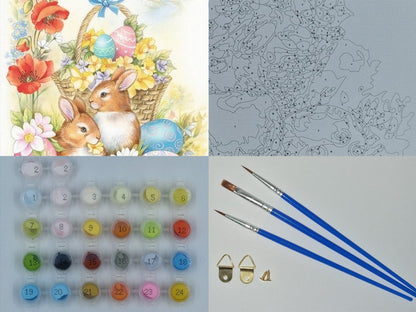 Paint by Numbers for Adults, Easter Basket 40x50 cm, DIY Oil Acrylic Canvas Picture Decoration, Easter Bunny, 1 Piece