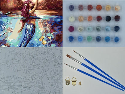 Paint by Numbers for Adults: Mermaid, 40x50 cm, DIY Oil Acrylic Canvas Picture Decoration, Mermaid, 1 Piece