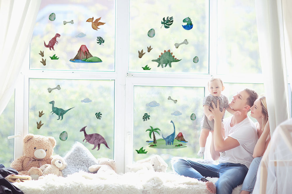 Dinosaurier Wandtattoo 37 Wandsticker Kinderzimmer Aufkleber Fensterbilder Dekoration farbig