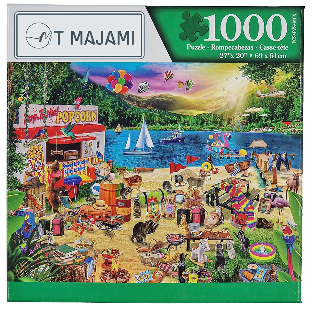 Puzzle 1000 Teile Holiday Camp 69x51 cm Strand Ferien Badesee Sommer Urlaub Gehirntraining