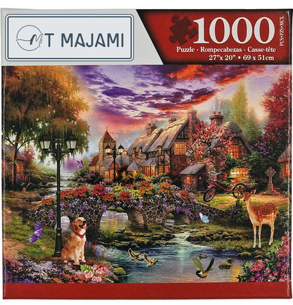 1000-piece puzzle Twilight Village 69x51 cm Romantic village twilight cottage brain training