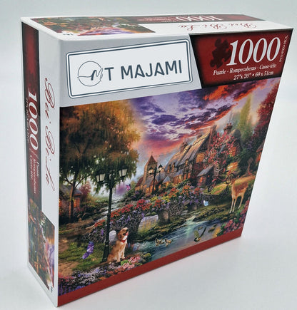 1000-piece puzzle Twilight Village 69x51 cm Romantic village twilight cottage brain training
